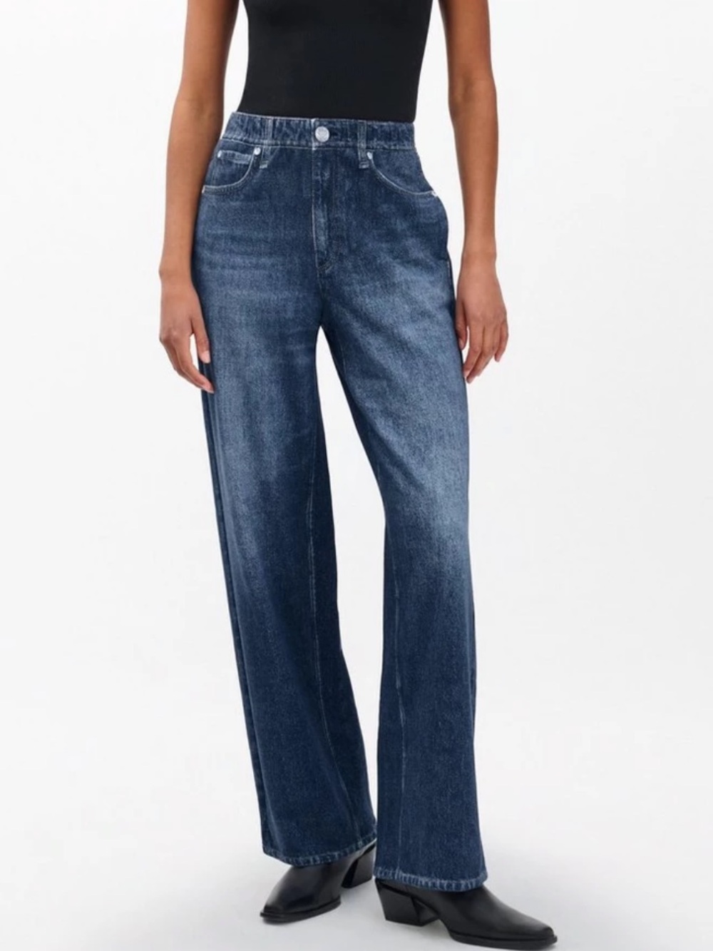 rag & bone Dark Blue Wide-Leg Miramar Jeans